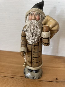 VTG Brown Widman Santa Claus Figurine Primitive Folk Art 1990 Signed #1 OOAK - Picture 1 of 8