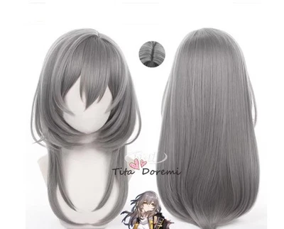 TITA-DOREMI Cosplay Perücke Wig Honkai：Star Rail Stelle Gray Long Anime Kostüme haar Party