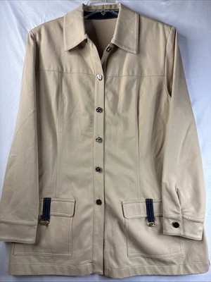 Chaqueta deportiva St. John beige mezcla de algodón logotipo dorado botones pestañas en contraste talla A Foto 1 de 4