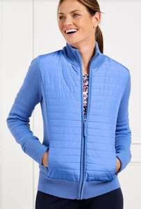 NWT T BY TALBOTS PORCELAIN BLUE COOLMAX QUILTED SWEATER JACKET PLUS SIZE X - Picture 1 of 5