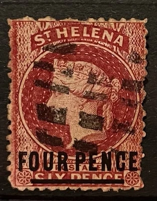 ST Helena - SG 14 - 4d Carmín - Usado fino - Gato £60 Foto 1 de 2