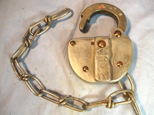 Candado y cadena Slaymaker AT & SF RR 1967 de colección, Lancaster PA sin llave - Imagen 1 de 11