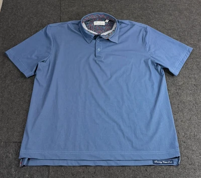 Camisa Robert Graham Para Hombre Talla XL Azul Manga Corta Polo Cuello Pullover Foto 1 de 4