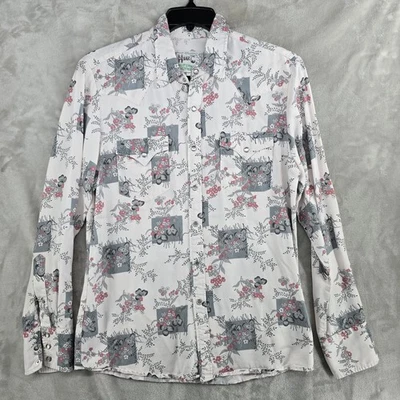 H Bar C California Ranchwear Western Shirt Mens Medium Floral Tencel pearl snap - Image 1 of 4