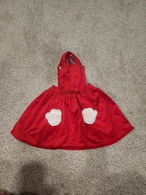 Cynthia Rowley Girls 4T Red Crisscross Santa Overall Dress - Image 1 of 4