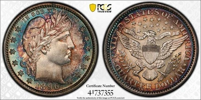 1896 Barber Quarter PCGS MS65 Toned - Image 1 of 4
