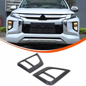 For Mitsubishi L200 Triton 2019-2023 Front Fog Light Trim Frame Matt Black ABS - Picture 1 of 11