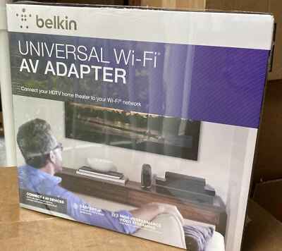 Belkin F7D4550-TG Universal WiFi AV Adapter Connect 4 A/V Devices TV New Sealed  - Image 1 of 2