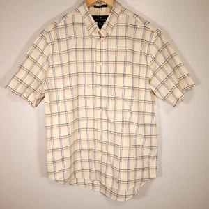 Camicia uomo Consensus L marrone blu rosso griglia a quadri manica corta con bottoni - Foto 1 di 7