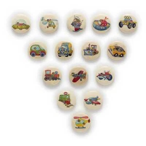 50pcs Vehicles Round Wood Buttons for Sewing Scrapbooking Cloth Home Decor 15mm - Picture 1 of 3