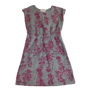 Girl's Hanna Andersson Dress Sz 110 5 Gray Purple Floral Cotton Sleeveless  - Picture 1 of 5