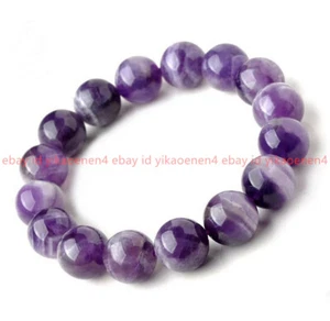 Pretty 6/8/10/12/14mm Dream Amethyst Gemstone Round Beads Stretch Bracelet 7.5'' - Picture 1 of 17