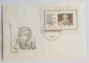 CASPAR DAVID FRIEDRICH 1774-1974 DDR COVER POST STAMP AND SPEICIAL CANCELLATION - Picture 1 of 1