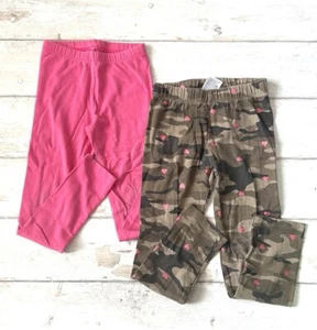 GapKids 5T Girls Leggings Set of 2 Gap Kids Camo Print Hearts Pink Pants Size 5 - Picture 1 of 2