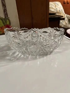 Servizio denti seghettati in vetro cristallo brillante ciotola ovale STRAORDINARIO! - Foto 1 di 5