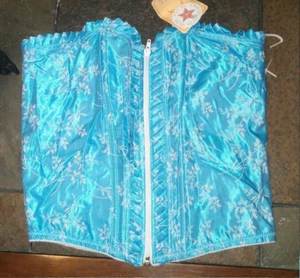 Empire Intimates Vintage Aqua White Floral Lace Up Corset Bustier 32 34 36 38 - Picture 1 of 2