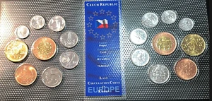 Juego de monedas República Checa 10 20 50 Haleru 1 2 5 coronas 1992 2005 caballo león - Imagen 1 de 6