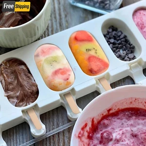 Reusable Silicone 4/8 Cavity Ice Cream Popsicle Mold for DIY Treats - Picture 1 of 8