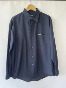Camicia uomo Kickers Y2k manica lunga blu navy taglia media logo ricamo - Foto 1 di 13