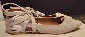 Bailarina Qupid Pika-65 Ghillie plana gris gamuza para mujer talla 7 - Imagen 1 de 6