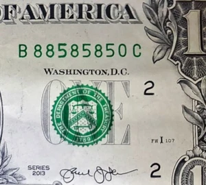 Serie de billetes de $1 con número de serie de lujo ~885850~ ((trinario/3 y 4 OAK)) - Imagen 1 de 3