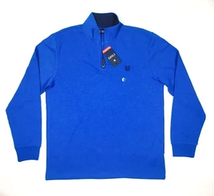 Chaps Mens LS Shirt Large 1/2 Zip Dakota Blue Natural Stretch Sweater Sweatshirt - Picture 1 of 5