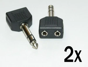 2x Y - Klinken Adapter - Stecker 6,3 mm auf 2x Kupplung 3,5 mm - für Kopfhörer - Picture 1 of 1