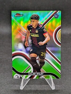 2022 Topps Finest MLS Soccer CALEB WILEY RC ROOKIE Green Refractor /99 card #6 - Image 1 of 3
