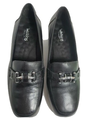 Zapatos sin cordones de cuero negro para mujer con cunas para caminar 8,5 W Foto 1 de 4