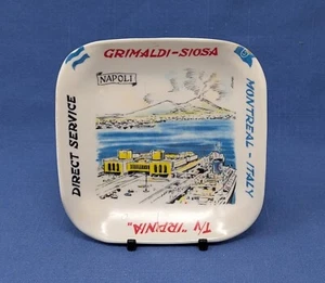 Grimaldi-Siosa IRPINIA Souvenir Melmac Pin Dish w/ Ship, Naples & Mt. Vesuvius - Picture 1 of 2