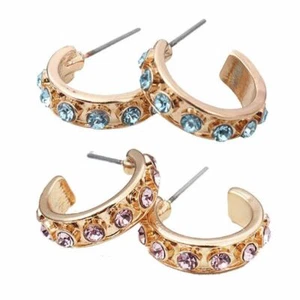 Mujeres Niñas Pequeño Oro Huggie Arro Piedra Pendientes Redondos Tachuelas Niñas Joyería Regalo - Imagen 1 de 7