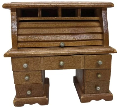Vintage Concord Dollhouse Miniature Roll top Desk - Image 1 of 4