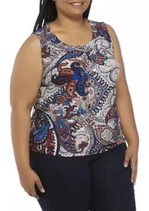 NEW KASPER WHITE BLUE BLOUSE PLEATED CAREER TOP BLOUSE SIZE 1 X 2 X WOMEN - Picture 1 of 2