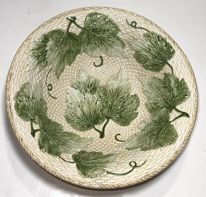 Vintage San Marco Italien Majolika Korbgeflecht grüne Weinblätter Servieren Salat Schüssel - Bild 1 von 11