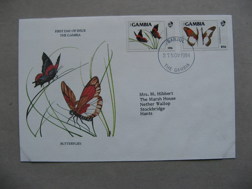 GAMBIA,  cover FDC 1984, butterflies - Image 1 of 1