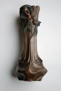  Blumenvase Bronze Bronce Art Nouveau Jugendstilvase Francesco Flora Bronzevase - Bild 1 von 5