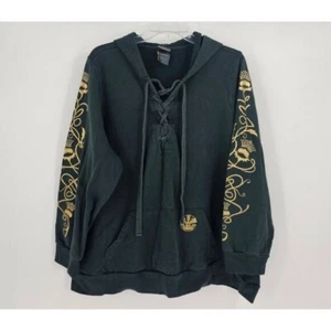 Torrid Outlander Damen-Hoodie grün Distelmuster goldfarbenes Design Schnürung Größe 3x - Bild 1 von 4