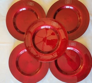 5x Platos de Cena Akcam Vidrio Rojo Decorados a Mano Navidad San Valentín Pavo 10.5 - Imagen 1 de 17