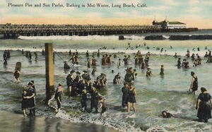 Baden mitten im Winter - Long Beach, Kalifornien - Litho ohne Versand - Bild 1 von 3