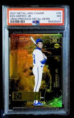 NM PSA 7 2021 Metal Universe Precious Metal Gems Orange Ken Griffey Jr Mariners  - Image 1 of 2