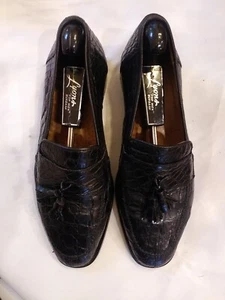 Vintage Men's $995 ZELLI Black Genuine Crocodile Alligator Loafers Shoes 10M - Picture 1 of 11