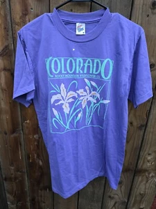 Vintage 1986 Colorado Rocky Mountain Wildflower Art Shirt Mens Size Med Like New - Picture 1 of 5