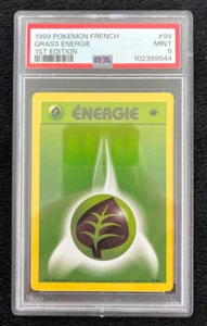 1999 Pokemon French 1st Edition Grass Energie PSA Mint 9 Card #99 - Picture 1 of 3