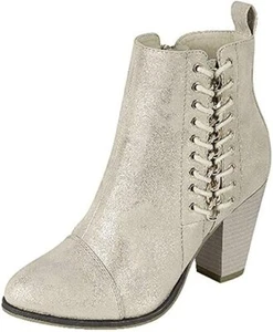 Forever Link Camila-68 Champagne Fashion Straps Buckle Block Heel Ankle Booties - Picture 1 of 1