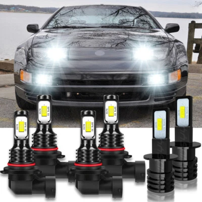 For Nissan 300ZX 1990-1996 6000K LED Headlight High Low +Fog Lights Bulbs Combo - Image 1 of 4