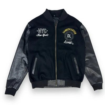 DLNYC - Daniel’s Leather Men’s Varsity Jacket with Wool Body & Leather Sleeves - Image 1 of 2