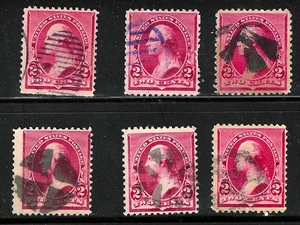 Billete de Washington de 2 centavos colección 6 Diff Fancy Cancel Sc #220 1890 EE. UU. 67B11 - Imagen 1 de 3