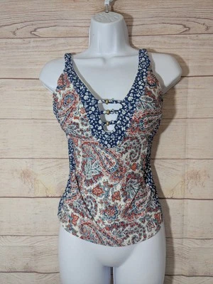 Traje de baño Lucky Brand para mujer talla pequeña? Tankini Top Multicolor Correas Ajustables Foto 1 de 4