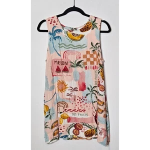 Paper Heart Des Fruits Leinenmischung Minikleid L ärmellos Resortwear Taschen - Bild 1 von 5