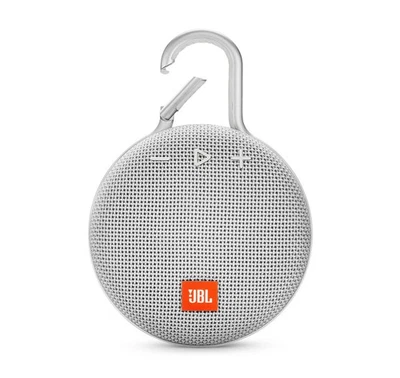 JBL Clip 3 Steel White Bluetooth Speaker (Open Box) Flawed Manufacturer Box - Image 1 of 4